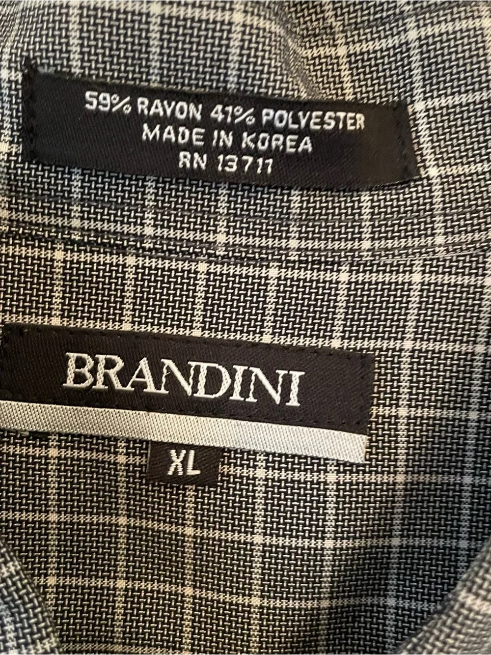 Brandini Men’s Dress Shirt XL Long Sleeves Black/Cream‎ Check